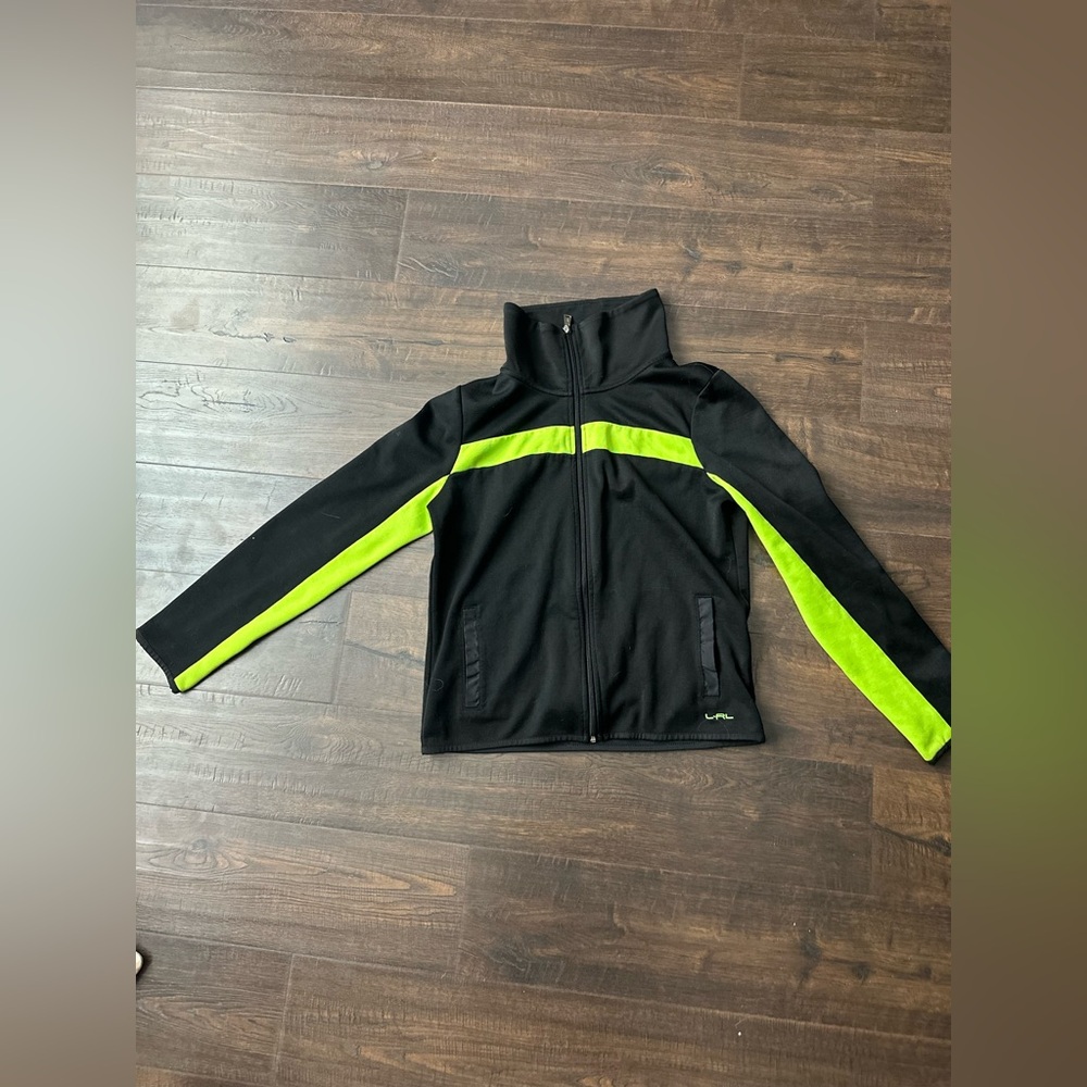 Lauren Active Ralph Lauren Women's Size M Full Zip Jacket Black neon green c26